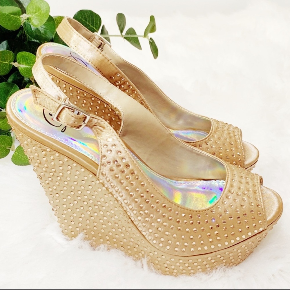 Gold Studded Wedge Sandals